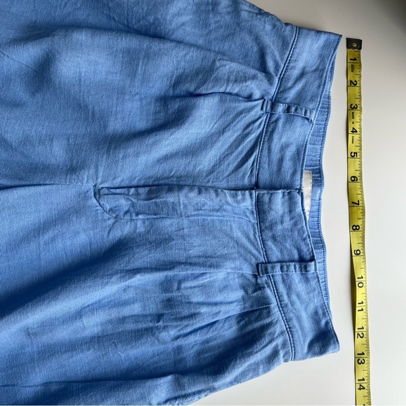 Abercrombie & Fitch Sloane Tailored Wide Leg Pants Linen Blue Small Short - Picture 11 of 13